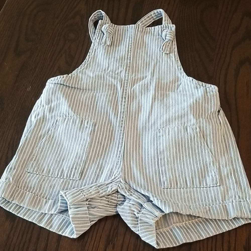 Little Me Light Blue Striped Overalls With Pockets At Front And Back. Size 18mth